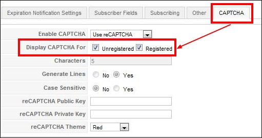 RSMembership! captcha support for registered/unregistered users 